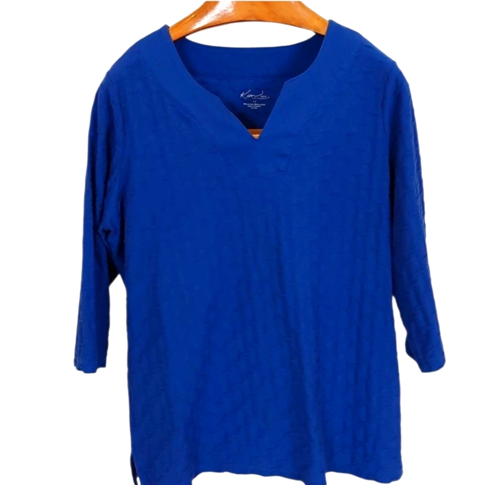 Kim Rogers Textured Blue Top 1X EUC